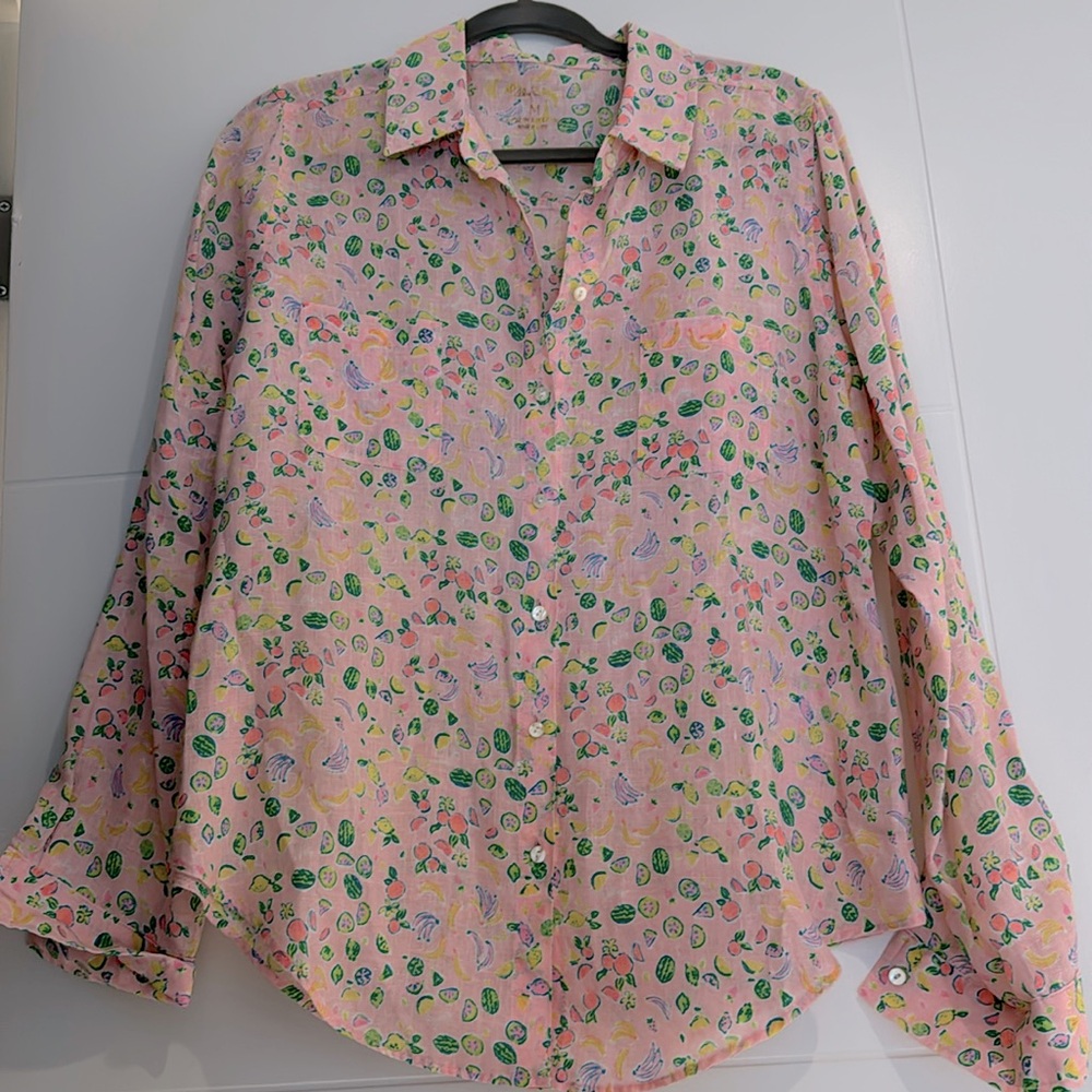 Lilly Pulitzer /Size Medium / light pink- neon fruit/100% linen/ top